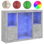 vidaXL Servantă cu lumini LED, 3 buc., gri beton, lemn prelucrat