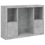 vidaXL Servantă cu lumini LED, 3 buc., gri beton, lemn prelucrat