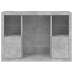 vidaXL Servantă cu lumini LED, 3 buc., gri beton, lemn prelucrat