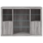 vidaXL Servantă cu lumini LED, 3 buc., gri sonoma, lemn prelucrat