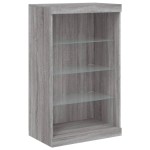 vidaXL Servantă cu lumini LED, 3 buc., gri sonoma, lemn prelucrat