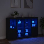 vidaXL Servantă cu lumini LED, 3 buc., negru, lemn prelucrat vidaXL Servantă cu lumini LED, 3 buc., negru, lemn prelucrat