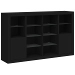 vidaXL Servantă cu lumini LED, 3 buc., negru, lemn prelucrat vidaXL Servantă cu lumini LED, 3 buc., negru, lemn prelucrat