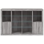 vidaXL Servantă cu lumini LED, 3 buc., gri sonoma, lemn prelucrat