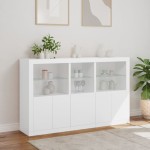 vidaXL Servantă cu lumini LED, alb, 162x37x100 cm