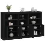 vidaXL Servantă cu lumini LED, negru, 162x37x100 cm vidaXL Servantă cu lumini LED, negru, 162x37x100 cm