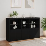 vidaXL Servantă cu lumini LED, negru, 162x37x100 cm vidaXL Servantă cu lumini LED, negru, 162x37x100 cm