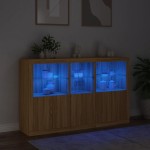vidaXL Servantă cu lumini LED, stejar sonoma, 162x37x100 cm