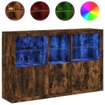 vidaXL Servantă cu lumini LED, stejar fumuriu, 162x37x100 cm vidaXL Servantă cu lumini LED, stejar fumuriu, 162x37x100 cm