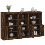 vidaXL Servantă cu lumini LED, stejar fumuriu, 162x37x100 cm vidaXL Servantă cu lumini LED, stejar fumuriu, 162x37x100 cm