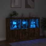 vidaXL Servantă cu lumini LED, stejar fumuriu, 162x37x100 cm vidaXL Servantă cu lumini LED, stejar fumuriu, 162x37x100 cm