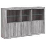 vidaXL Servantă cu lumini LED, gri sonoma, 162x37x100 cm