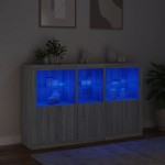 vidaXL Servantă cu lumini LED, gri sonoma, 162x37x100 cm