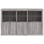vidaXL Servantă cu lumini LED, gri sonoma, 162x37x100 cm