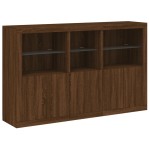 vidaXL Servantă cu lumini LED, stejar maro, 162x37x100 cm vidaXL Servantă cu lumini LED, stejar maro, 162x37x100 cm