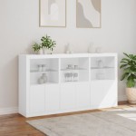 vidaXL Servantă cu lumini LED, alb, 181,5x37x100 cm vidaXL Servantă cu lumini LED, alb, 181,5x37x100 cm