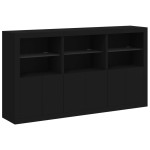 vidaXL Servantă cu lumini LED, negru, 181,5x37x100 cm