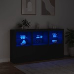vidaXL Servantă cu lumini LED, negru, 181,5x37x100 cm