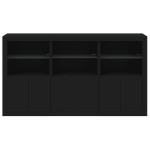vidaXL Servantă cu lumini LED, negru, 181,5x37x100 cm