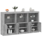 vidaXL Servantă cu lumini LED, gri beton, 181,5x37x100 cm
