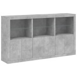 vidaXL Servantă cu lumini LED, gri beton, 181,5x37x100 cm