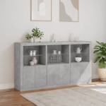 vidaXL Servantă cu lumini LED, gri beton, 181,5x37x100 cm