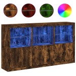 vidaXL Servantă cu lumini LED, stejar fumuriu, 181,5x37x100 cm