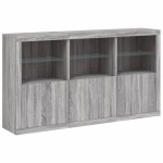 vidaXL Servantă cu lumini LED, gri sonoma, 181,5x37x100 cm vidaXL Servantă cu lumini LED, gri sonoma, 181,5x37x100 cm