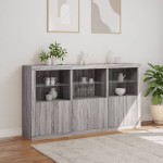vidaXL Servantă cu lumini LED, gri sonoma, 181,5x37x100 cm vidaXL Servantă cu lumini LED, gri sonoma, 181,5x37x100 cm