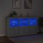 vidaXL Servantă cu lumini LED, gri sonoma, 181,5x37x100 cm vidaXL Servantă cu lumini LED, gri sonoma, 181,5x37x100 cm