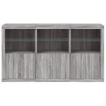 vidaXL Servantă cu lumini LED, gri sonoma, 181,5x37x100 cm vidaXL Servantă cu lumini LED, gri sonoma, 181,5x37x100 cm