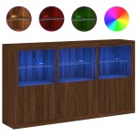 vidaXL Servantă cu lumini LED, stejar maro, 181,5x37x100 cm vidaXL Servantă cu lumini LED, stejar maro, 181,5x37x100 cm