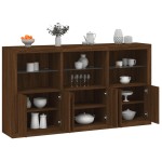 vidaXL Servantă cu lumini LED, stejar maro, 181,5x37x100 cm vidaXL Servantă cu lumini LED, stejar maro, 181,5x37x100 cm