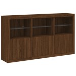 vidaXL Servantă cu lumini LED, stejar maro, 181,5x37x100 cm vidaXL Servantă cu lumini LED, stejar maro, 181,5x37x100 cm
