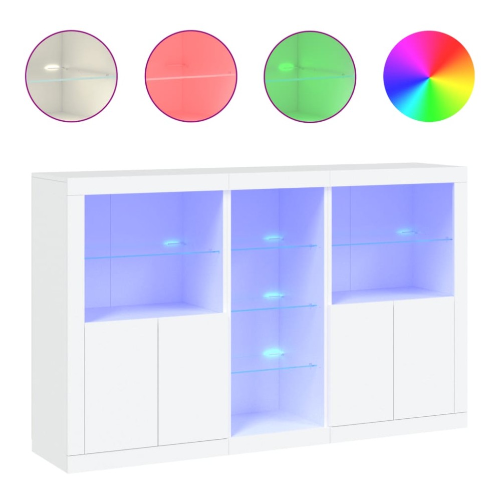 vidaXL Servantă cu lumini LED, alb, 162x37x100 cm