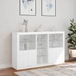 vidaXL Servantă cu lumini LED, alb, 162x37x100 cm vidaXL Servantă cu lumini LED, alb, 162x37x100 cm