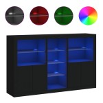 vidaXL Servantă cu lumini LED, negru, 162x37x100 cm