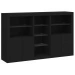 vidaXL Servantă cu lumini LED, negru, 162x37x100 cm