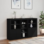 vidaXL Servantă cu lumini LED, negru, 162x37x100 cm