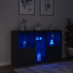 vidaXL Servantă cu lumini LED, negru, 162x37x100 cm