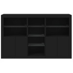vidaXL Servantă cu lumini LED, negru, 162x37x100 cm