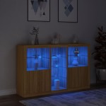 vidaXL Servantă cu lumini LED, stejar sonoma, 162x37x100 cm