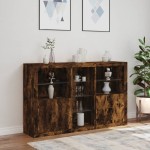 vidaXL Servantă cu lumini LED, stejar fumuriu, 162x37x100 cm vidaXL Servantă cu lumini LED, stejar fumuriu, 162x37x100 cm