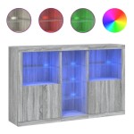 vidaXL Servantă cu lumini LED, gri sonoma, 162x37x100 cm vidaXL Servantă cu lumini LED, gri sonoma, 162x37x100 cm