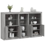 vidaXL Servantă cu lumini LED, gri sonoma, 162x37x100 cm vidaXL Servantă cu lumini LED, gri sonoma, 162x37x100 cm