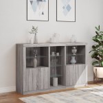 vidaXL Servantă cu lumini LED, gri sonoma, 162x37x100 cm vidaXL Servantă cu lumini LED, gri sonoma, 162x37x100 cm