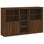 vidaXL Servantă cu lumini LED, stejar maro, 162x37x100 cm