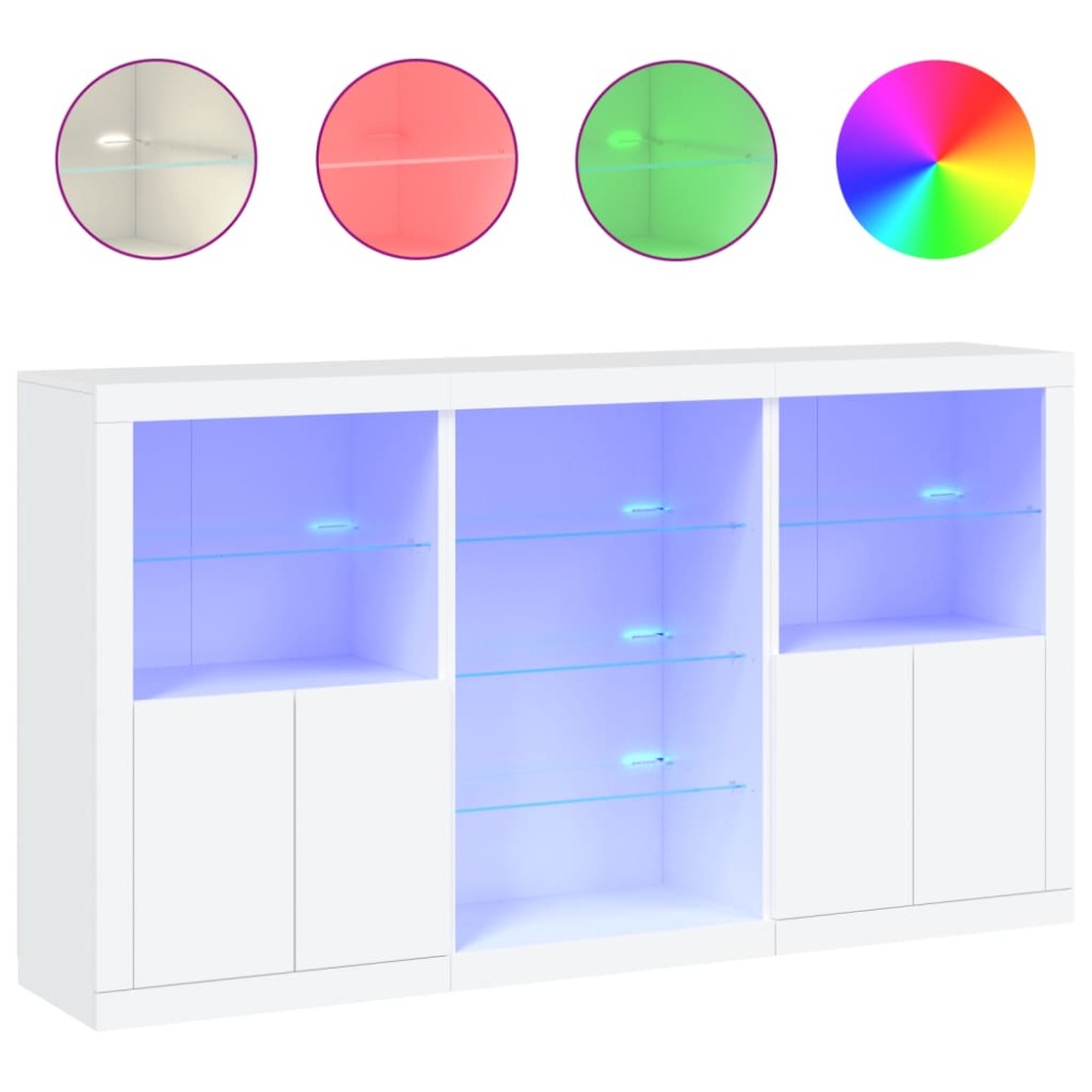 vidaXL Servantă cu lumini LED, alb, 181,5x37x100 cm