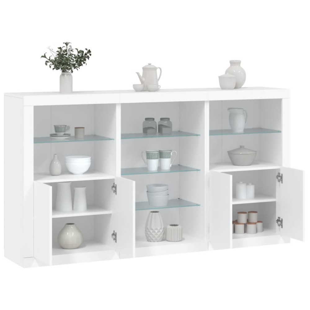 vidaXL Servantă cu lumini LED, alb, 181,5x37x100 cm
