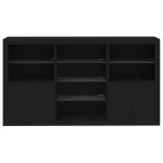 vidaXL Servantă cu lumini LED, negru, 181,5x37x100 cm